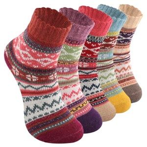5 Pairs Women Winter Wool Warm Socks